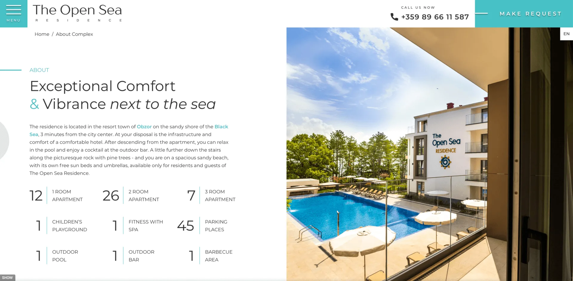 Уеб сайт за Open Sea Residence - Обзор - Web Factor